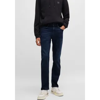 Slim-fit-Jeans BOSS ORANGE "Delaware Soft-Motion-Denim", Herren, Gr. 34, Länge 34, blau (dunkelblau406), Denim/Jeans, Obermaterial: 98% Baumwolle, 2% Elasthan, unifarben, slim fit lang, Jeans Slim-fit-Jeans, Schmale Passform Mittlere Leibhöhe