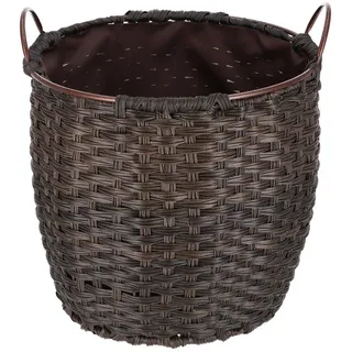 TermaTech Kaminholzkorb „Rattan“ 35 Liter, Ø 37 cm, braun, Schmutzfang