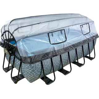 EXIT TOYS EXIT Stone Pool 400 x 200 x 122 cm inkl. Sandfilteranlage, Poolleiter, Reparaturset, Abdeckung