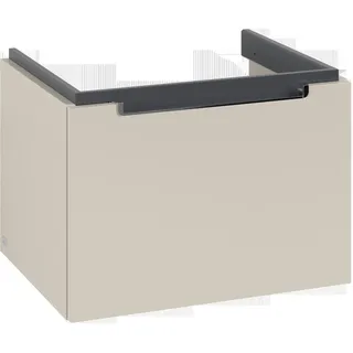 Villeroy & Boch Subway 2.0 Waschtischunterschrank, 1 Auszug, Waschbecken mittig, 587x420x454mm, A68710VN, Farbe: Truffle Grey, Griff chrom glänzend