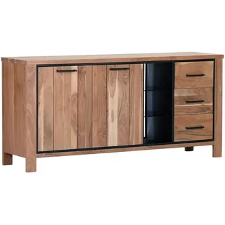 Landscape Sideboard , Akaziefarben , Metall , Akazie , massiv , 3 Fächer , 3 Schubladen , 170x80x44 cm , Beimöbel erhältlich, stehend, Beleuchtung , Holzmöbel, Kommoden Holz, Sideboards Holz