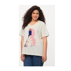 T-Shirt, Frauenmotiv, Oversized, V-Ausschnitt, Halbarm