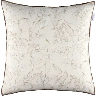 Dekokissen "Lovely", beige, geblümt, B:45cm H:1cm L:45cm, Baumwolle, Leinen, SCHÖNER WOHNEN-KOLLEKTION, Dekokissen_Sitzkissen_Kissenhüllen, Dekokissen, aus edlen Naturmaterialien