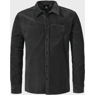 Outdoorhemd SCHÖFFEL "Urban Shirt Style Lodos MNS", Herren, Gr. 48, Normalgrößen, schwarz (9990, schwarz), Oberstoff: 98% Polyester, 2% Elasthan, V-Ausschnitt, Hemden Outdoorhemd