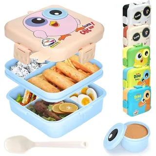 Brotdose Kinder mit Fächern Auslaufsicher Lunchbox Jausenbox Bento Box Snackbox Schule Kindergarten Ausflüge