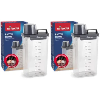Vileda Waschmittelbox 2300ml grau - Praktische Aufbewahrungsbox für Waschpulver & Flüssigwaschmittel - Inklusive Messbecher für präzises Dosieren - Luftdichte & Platzsparende Waschpulverbox