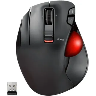 ELECOM EX-G Trackball Maus, Linkshänder, 2.4GHz Drahtlos, Daumensteuerung, 6-Tasten-Funktion, Neigungsrolle, Ergonomisch, Für PC/Laptop, Kompatibel mit Windows 11/MacOS, Modell M-XT4DRBK-G