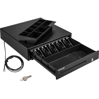 VEVOR Kassenschublade Kassenlade 40,64 cm quadratische Geldschublade 3 Entriegelungswege RJ11/RJ12 Anschluss 5 Geldscheinfächer & 8 Münzfächer Lebensmittelgeschäft Bank Büro Café Supermärkt Bar
