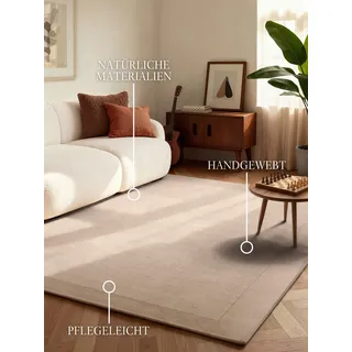 Villeroy & Boch »Wollteppich Kari« natur beige, B:80cm H:17mm L:150cm, Nylon, Wolle, Bordüre, Einfarbig, Läufer, Wohnzimmer, Modern