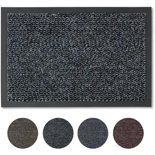 Carpido Fußmatte 60x80 cm für den Innenbereich - Türvorleger schnelltrocknend - Rutschfester Sauberlauf anthrazit - Schlichter Fußabstreifer