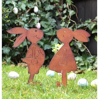 LB H&F Osterstecker Osterhase Osterdeko Metall Gartenstecker Hasenpaar XL NEO (Osterstecker)