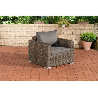 CLP Polyrattan Sessel Bilbao / Madeira,grau-meliert Eisengrau - Grau