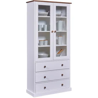 Interlink Vitrinenschrank Westerland 90 x 190 x 38 cm Weiß