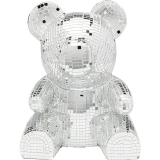 Kare Design Spardose Bär Disco, Silber, verspiegelt, handgefertigt, Unikat, Deko Figur fürs Wohnzimmer, Sparschwein, für Kinder und Erwachsene, Modernes Design, 21x16,5x16 cm (H/B/T)