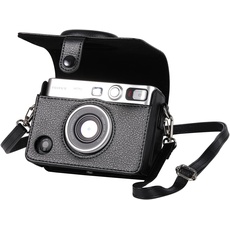 MUZIRI KINOKOO Mini EVO Hülle Kompatibel für Fuji Instax Mini EVO Instant Camera mit PU Leder Lychee Linien Stil Mini EVO Kameratasche mit Schwarz