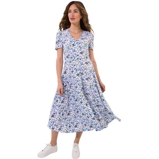Joe Browns Damen Button Through Floral V-Neck Dress Kleid, weiß, 40