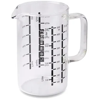 Wenco Glas-Messbecher 500 ml - Messkanne mit Zwei Skalen und verschiedenen Maßeinheiten, transparent, hitzebeständig, ideal für präzises Abmessen von Flüssigkeiten und Zutaten, spülmaschinengeeignet
