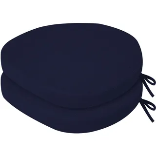 PRIMEPATIO Sitzkissen Stuhl Indoor, Hochdichter Schaumstoff-Stuhlauflage für Küchenstuhl, Esszimmerstuhl und Outdoor Gartenstuhl mit Bändern und Waschbar Bezug, Stuhlkissen 50x50x5cm 2er-Set, Blau