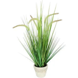 Künstliches Fuchsschwanzgras im Übertopf 63cm Gras Kunstpflanze Kunstgras Ziergras Grünpflanzen Dekogras Grasbüschel Ziergras Solitärgras Deko Borstenhirse Panicoideae Süßgräser Setaria