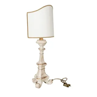 Biscottini Schreibtischlampe 45 x 18 x 18 cm – Nachttischlampe Shabby Chic – Vintage Schreibtischlampe aus Holz – Tischlampe aus Holz im Vintage-Stil