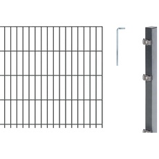 Alberts 641306 Doppelstabmattenzaun als 12 tlg. Zaun-Komplettset | verschiedene Längen und Höhen | anthrazit | Höhe 183 cm | Länge 10 m