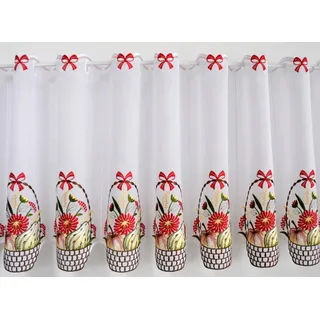 Stickereien Plauen Scheibengardine »Obstkorb« Stangendurchzug 1 Stk. tlg. mit echter Plauener Spitze Stickerei, bunt