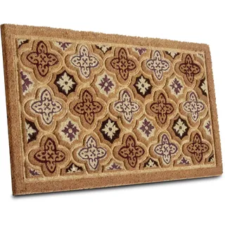HANSE HOME Fußmatte Kokos für Innen und Außen - Schmutzfangmatte Natur, Kokosmatte Outdoor Marokkanisches Muster, Wetterfest und rutschfest Fußabtreter für Flur, Terrasse, Eingangsbereich - 45x75cm