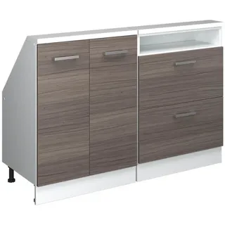 Vicco Küchenschrank FÜR Dachschrägen R-Line Edelgrau 120 cm 2er Set , Grau, Weiß , Holzwerkstoff , Rechteckig , 120x83.8x46 cm , Küchen, Küchenmöbel, Küchenschränke, Küchenunterschränke