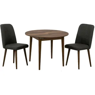 Dmora Set Tisch und Stühle Alcor Braun, ausziehbar, 4 Plätze