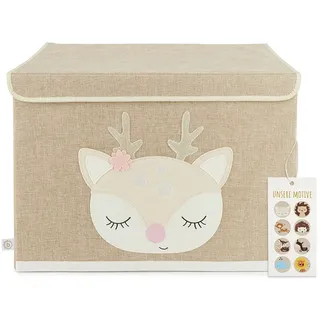 Bieco Hirsch Aufbewahrungsbox Ella Mit Deckel - Beige - One Size