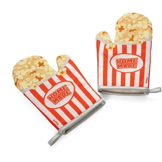 Fisura - Ofenhandschuhe mit Ofenstempel. Original Backofenhandschuhe. Lustige Ofenhandschuhe aus Baumwolle.14 x 30. Baumwolle und Polyester (Popcorn, rot)