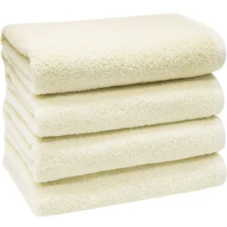 Zollner Handtücher, 4er-Set, 50x100 cm, 100% Baumwolle, Weiß , Beige , Textil , 50x100 cm , Oeko-Tex® Standard 100 , Heimtextilien, Badtextilien, Handtücher