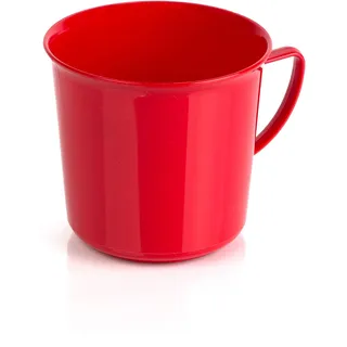 Tasse 330 ml Henkelbecher Trinkbecher aus Plastik Kunststoff, Mehrweg, Farbe rot