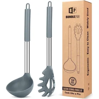 Silikon Pasta Gabel und Pfanne Löffel Set, große Antihaft Küchenutensilien