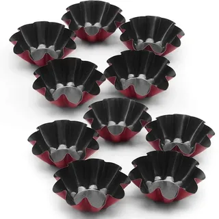 Torteletts Törtchenformen Tartelette Förmchen 6.5Cm, FANDE Tarteform Mini Quicheform, Antihaftbeschichtung Pieform Backform Wellenrand, Obstkuchenform Torte Baking Pan