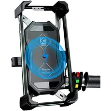 Jeebel Telefonhalterung für Motorrad, 2-in-1, QI Wireless und QC 3.0, USB-Ladegerät, für Motorrad, mit 360 ° Rotating Ba Holder verstellbar für 4-7 Zoll Smartphone Samsung/Huawei/Android