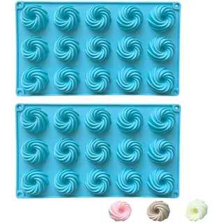 LGWJHCY 2PCS Silikon Spirale Gugelhupf Kuchenform, Mini Gugelhupfform, Silikonbackform,Muffinform, 15er mit Antihaftbeschichtung