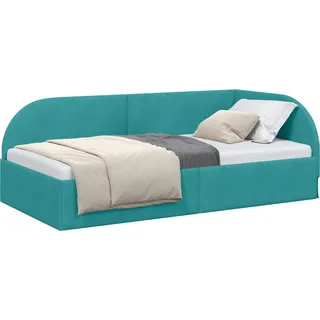 vidaXL Eckbettgestell Türkis 90 cm x 200 cm Polyester und Sperrholz - Türkis