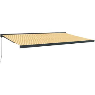 vidaXL Markise Einziehbar Gelb und Weiß 5x3 m Stoff und Aluminium - Gelb, Weiß