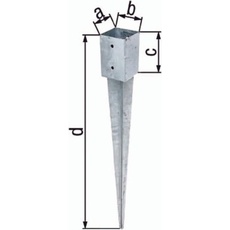 Bild von Einschlagbodenhülse a91xb91xc150xd900mm STA roh TZN GAH