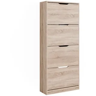Vicco Schuhkipper Luca Sonoma 59 x 137 cm mit 4 Klappschubladen , Sonoma Eiche , Holzwerkstoff , 59x137x22 cm , Garderobe, Schuhaufbewahrung, Schuhkipper