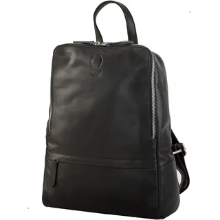 Corno d ́Oro Premium Lederrucksack Damen Elegant mit vielen Fächern I Handgefertigter Rucksack Leder Laptoprucksack für 14 Zoll Notebook I Business Damenrucksack schwarz