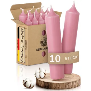 Kerzenfeld® Kurze Stabkerzen Rosa, 2-fach getaucht, 10cm x 2,2cm | Made in Germany, Bunte Kleine Kerzen - Ohne Tropfen & Rußen - RAL-Zertifizierte Tafelkerzen, Tischdeko für Zuhause oder Event