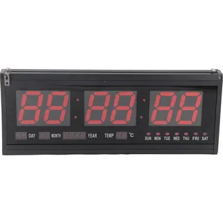 LED Rot Digitaluhr Digital Wanduhr mit Kalender 24 Stunden-Tag Datum Temperatur Wand Automatisches Dimmen - Rot