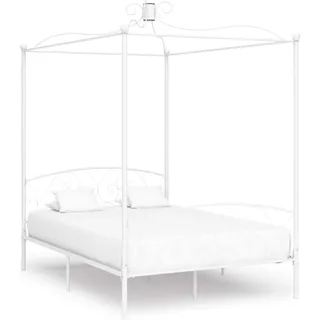 vidaXL Himmelbett Gestell Weiß Metall 120 x 200 cm - Bettgestell - Bettgestelle - Bettrahmen - Doppelbett - Weiß