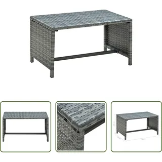 The Living Store Couchtisch Anthrazit 70x40x38 cm Poly Rattan - Grau
