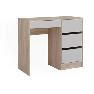 Vicco Schreibtisch Sherry Weiß/Sonoma 90 x 40 cm mit Schubladen, Model 43666 - Weiß, Braun