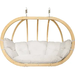 KONSIMO Hölzerner Hängesessel für zwei Personen "CALLISTO", beige, Hölz, Modern Design, 175x120x82 cm - Beige