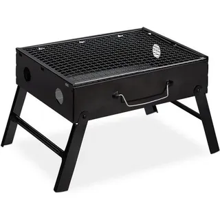 Holzkohle-Grill - Klap-Grill - Tischgrill - Camping - Strand - Festivaltisch - Schwarz