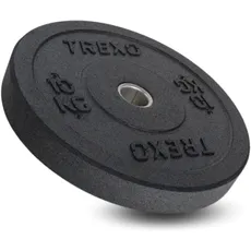 TREXO Olympic Bumper 10 KG Hantelscheibe Gummiertes Material für Langhantel 50 mm Durchmesser Langlebige FitnessScheibe Krafttraining Crossfit